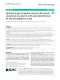 Optimal angle of needle insertion for spinal anesthesia in patients with spondylolisthesis: An ultrasonographic study