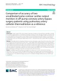Comparison of accuracy of two uncalibrated pulse contour cardiac output monitors in of-pump coronary artery bypass surgery patients using pulmonary artery catheter-thermodilution as a reference