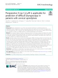 Preoperative X-ray C2C6AR is applicable for prediction of difficult laryngoscopy in patients with cervical spondylosis