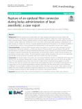 Rupture of an epidural filter connector during bolus administration of local anesthetic: A case report
