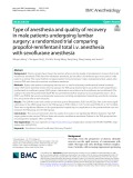 Type of anesthesia and quality of recovery in male patients undergoing lumbar surgery: A randomized trial comparing propofol-remifentanil total i.v. anesthesia with sevofurane anesthesia