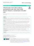 Infraclavicular nerve block reduces postoperative pain after distal radial fracture fixation: A randomized controlled trial