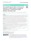 The propofol-sparing effect of intravenous lidocaine in elderly patients undergoing colonoscopy: A randomized, doubleblinded, controlled study
