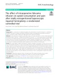 The effect of intraoperative lidocaine infusion on opioid consumption and pain after totally extraperitoneal laparoscopic inguinal hernioplasty: A randomized controlled trial