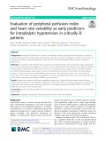 Evaluation of peripheral perfusion index and heart rate variability as early predictors for intradialytic hypotension in critically ill patients