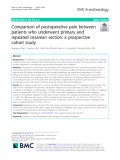 Comparison of postoperative pain between patients who underwent primary and repeated cesarean section: A prospective cohort study