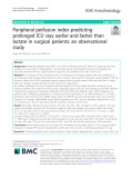 Peripheral perfusion index predicting prolonged ICU stay earlier and better than lactate in surgical patients: An observational study