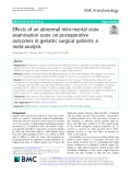 Effects of an abnormal mini-mental state examination score on postoperative outcomes in geriatric surgical patients: A meta-analysis