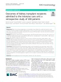 Outcomes of kidney transplant recipients admitted to the intensive care unit: A retrospective study of 200 patients