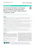 Pre-operative biomarkers and imaging tests as predictors of post-operative delirium in non-cardiac surgical patients: A systematic review