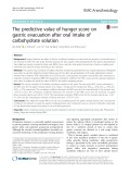 The predictive value of hunger score on gastric evacuation after oral intake of carbohydrate solution