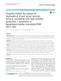 Propofol inhibits the release of interleukin-6, 8 and tumor necrosis factor-α correlating with high-mobility group box 1 expression in lipopolysaccharides-stimulated RAW 264.7 cells