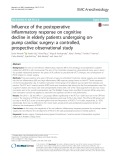 Influence of the postoperative inflammatory response on cognitive decline in elderly patients undergoing onpump cardiac surgery: A controlled, prospective observational study