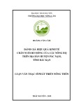 Luận văn Thạc sĩ Phát triển nông thôn: Đánh giá hiệu quả kinh tế chăn nuôi bò Mông của các nông hộ trên địa bàn huyện Pác Nặm, tỉnh Bắc Kạn