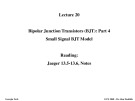 Lecture Electronic materials - Chapter 20: Small signal BJT model