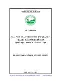 Luận văn Thạc sĩ Kinh tế nông nghiệp: Giải pháp hoàn thiện công tác quản lý thu, chi ngân sách nhà nước tại huyện Chợ Mới, tỉnh Bắc Kạn