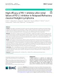 High efficacy of PD-1 inhibitor after initial failure of PD-L1 inhibitor in Relapsed/Refractory classical Hodgkin Lymphoma