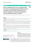 Serum apolipoprotein B to apolipoprotein A-I ratio is an independent predictor of liver metastasis from locally advanced rectal cancer in patients receiving neoadjuvant chemoradiotherapy plus surgery
