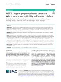 METTL14 gene polymorphisms decrease Wilms tumor susceptibility in Chinese children