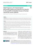 High frequency of enterotoxigenic Bacteroides fragilis and Enterococcus faecalis in the paraffin-embedded tissues of Iranian colorectal cancer patients