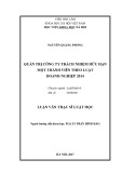 Luận văn Thạc sĩ Luật học: Quản trị công ty trách nhiệm hữu hạn một thành viên theo Luật Doanh nghiệp 2014