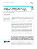 Transcription shapes DNA replication initiation to preserve genome integrity