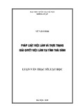 Luận văn Thạc sĩ Luật học: Pháp luật việc làm và thực trạng giải quyết việc làm tại tỉnh Thái Bình