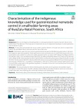 Characterisation of the indigenous knowledge used for gastrointestinal nematode control in smallholder farming areas of KwaZulu-Natal Province, South Africa