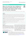 Effect of in-vitro heat stress challenge on the function of blood mononuclear cells from dairy cattle ranked as high, average and low immune responders