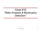 Lecture Class #16: Ratio analysis & bankruptcy detection