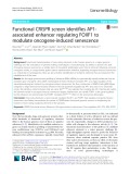 Functional CRISPR screen identifies AP1- associated enhancer regulating FOXF1 to modulate oncogene-induced senescence