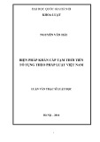 Luận văn Thạc sĩ Luật học: Biện pháp khẩn cấp tạm thời tiền tố tụng theo pháp luật Việt Nam