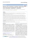 Histone H4 acetylation regulates behavioral inter-individual variability in zebrafish