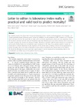 Letter to editor: Is laboratory index really a practical and valid tool to predict mortality?