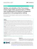 Validity and reliability of the Thai version of the simple frailty questionnaire (T-FRAIL) with modifcations to improve its diagnostic properties in the preoperative setting
