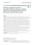 Changes in duration of action of rocuronium following decrease in hepatic blood flow during pneumoperitoneum for laparoscopic gynaecological surgery