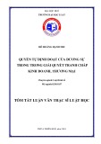 Tóm tắt luận văn Thạc sĩ Luật học: Quyền tự định đoạt của đương sự trong trong giải quyết tranh chấp kinh doanh, thương mại