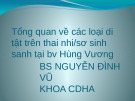 Bài giảng Tổng quan về các loại di tật trên thai nhi/sơ sinh sanh tại BV Hùng Vương - BS. Nguyễn Đình Vũ