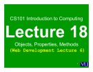 Lecture Introduction to computing - Lesson 18: Objects, properties, methods