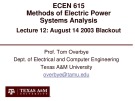 Lecture Methods of Electric power systems analysis - Lesson 12: August 14 2003 Blackout