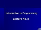Lecture Introduction to Programming: Lesson 8