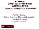 Lecture Methods of Electric power systems analysis - Lesson 24: Geomagnetic disturbances