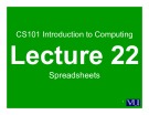 Lecture Introduction to computing - Lesson 22: Spreadsheets