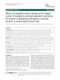 Effects of propofol versus thiopental on Apgar scores in newborns and peri-operative outcomes of women undergoing emergency cesarean section: A randomized clinical trial