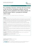 No correlation between minimal electrical charge at the tip of the stimulating catheter and the efficacy of the peripheral nerve block catheter for brachial plexus block: A prospective blinded cohort study