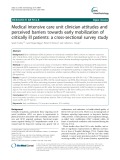 Medical intensive care unit clinician attitudes and perceived barriers towards early mobilization of critically ill patients: A cross-sectional survey study