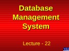 Lecture Database management systems: Lesson 22