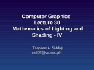 Lecture Computer graphics - Lesson 30: Mathematics of lightning and shading (Part 4)