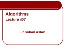 Lecture Design and Analysis of Algorithms: Lecture 7 - Dr. Sohail Aslam