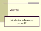 Lecture Introduction to Business: Lesson 27